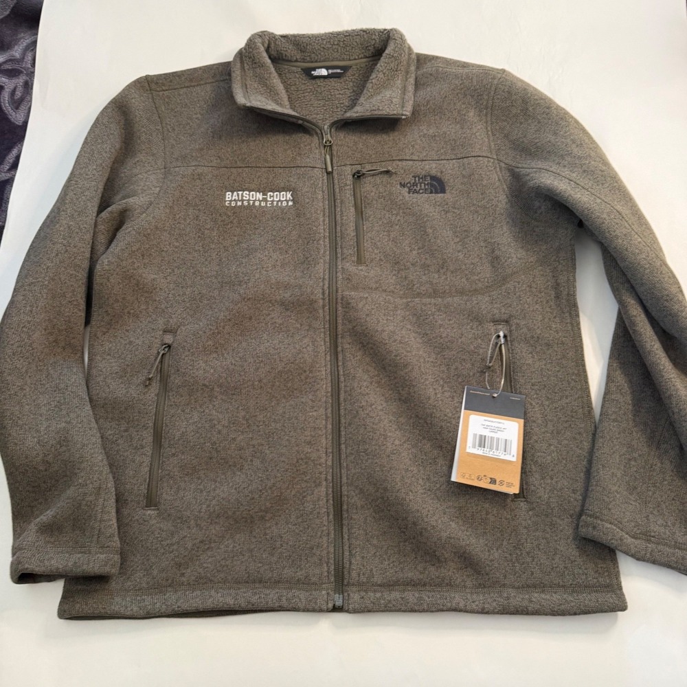 The North Face Mens Sweater Fleece Jacket Full Zip Green Outdoor Hiking Gorp L